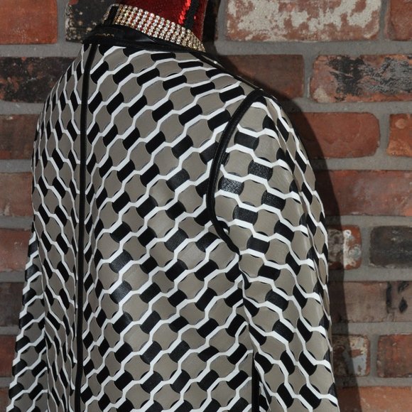 NWOT $4930 ESCADA LAMB Leather WOVEN White Black Sand Zip-up Jacket Coat 38 - Picture 5 of 10